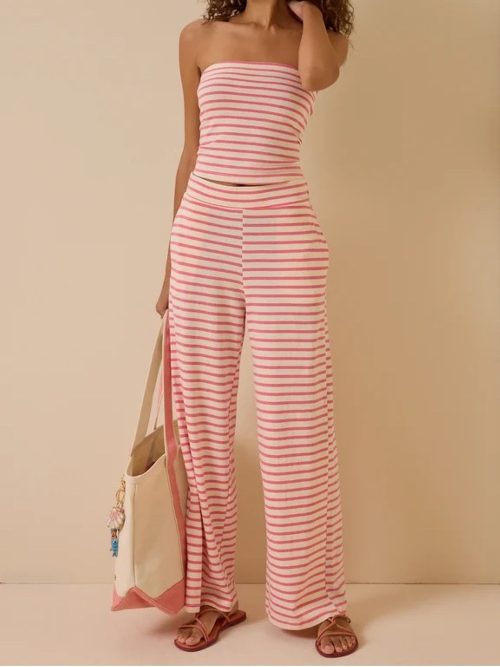 NWT Double Zero Striped Tube Wide-Leg Set